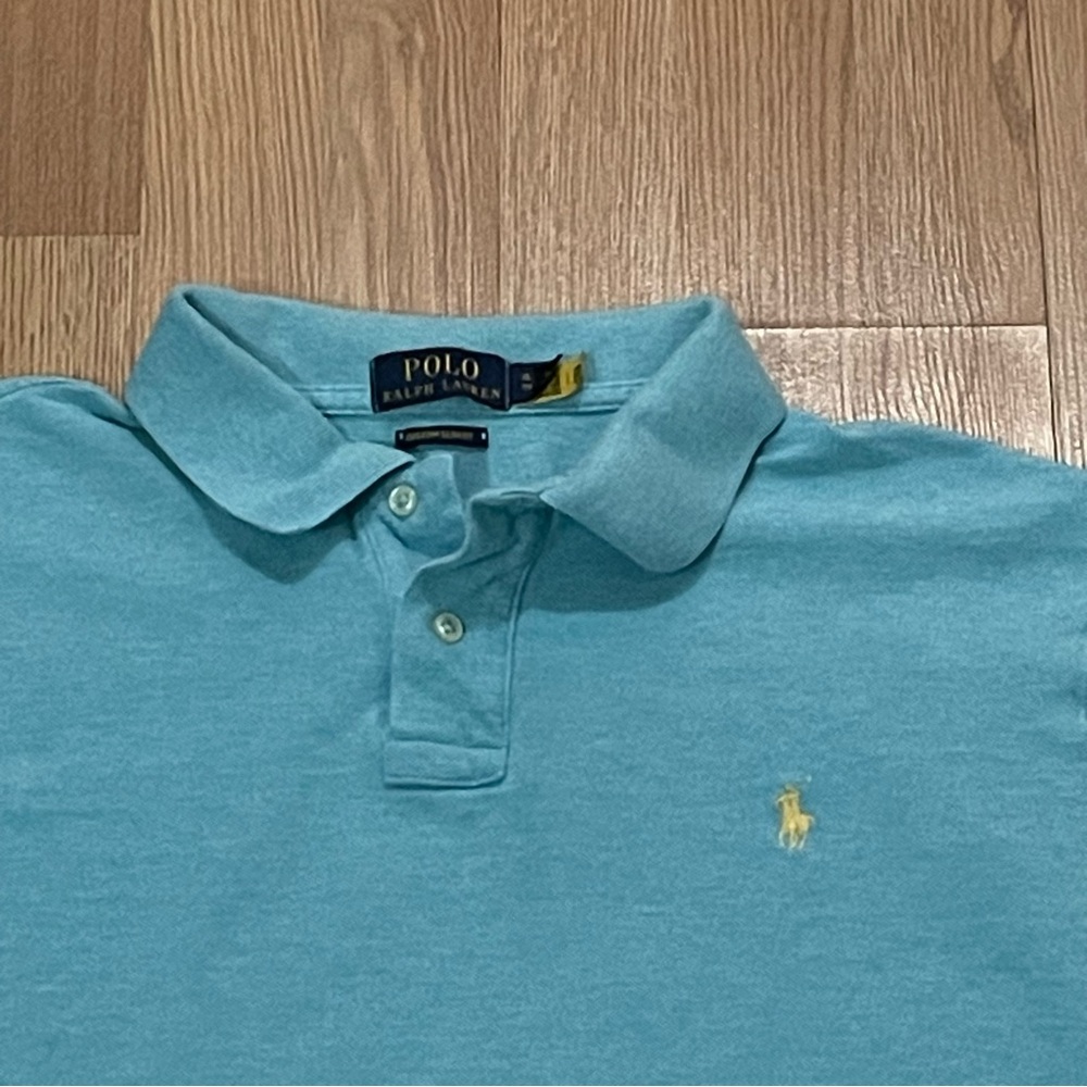 Polo Ralph Lauren Men’s XL Custom Slim Fit Polo Shirt Blue Teal Preppy Golf - Picture 3 of 9